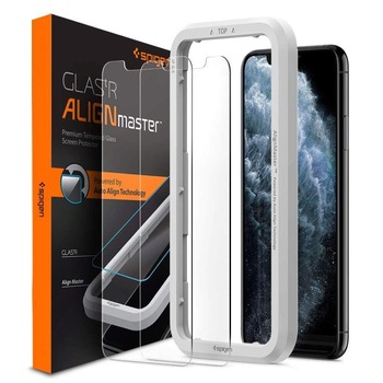 Set 2xFolie de protectie Spigen AlignMaster tR pentru iPhone 11 Pro (5.8 Set 2xFolie de protectie Spigen AlignMaster tR pentru iPhone 11 Pro (5.8