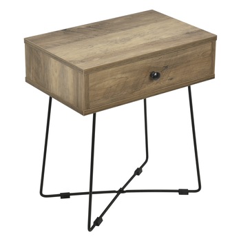 Noptiera cu sertar Berlin, en.casa, 50,5 x 45 x 29,5 cm, PAL/metal, negru/culoarea lemnului, 10 Kg Noptiera cu sertar Berlin, en.casa, 50,5 x 45 x 29,5 cm, PAL/metal, negru/culoarea lemnului, 10 Kg