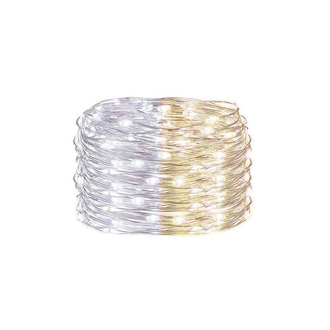 Instalatie luminoasa LED de Craciun, 100 led-uri, alb rece/alb cald, 10m, Alimentare Baterii 3xAA