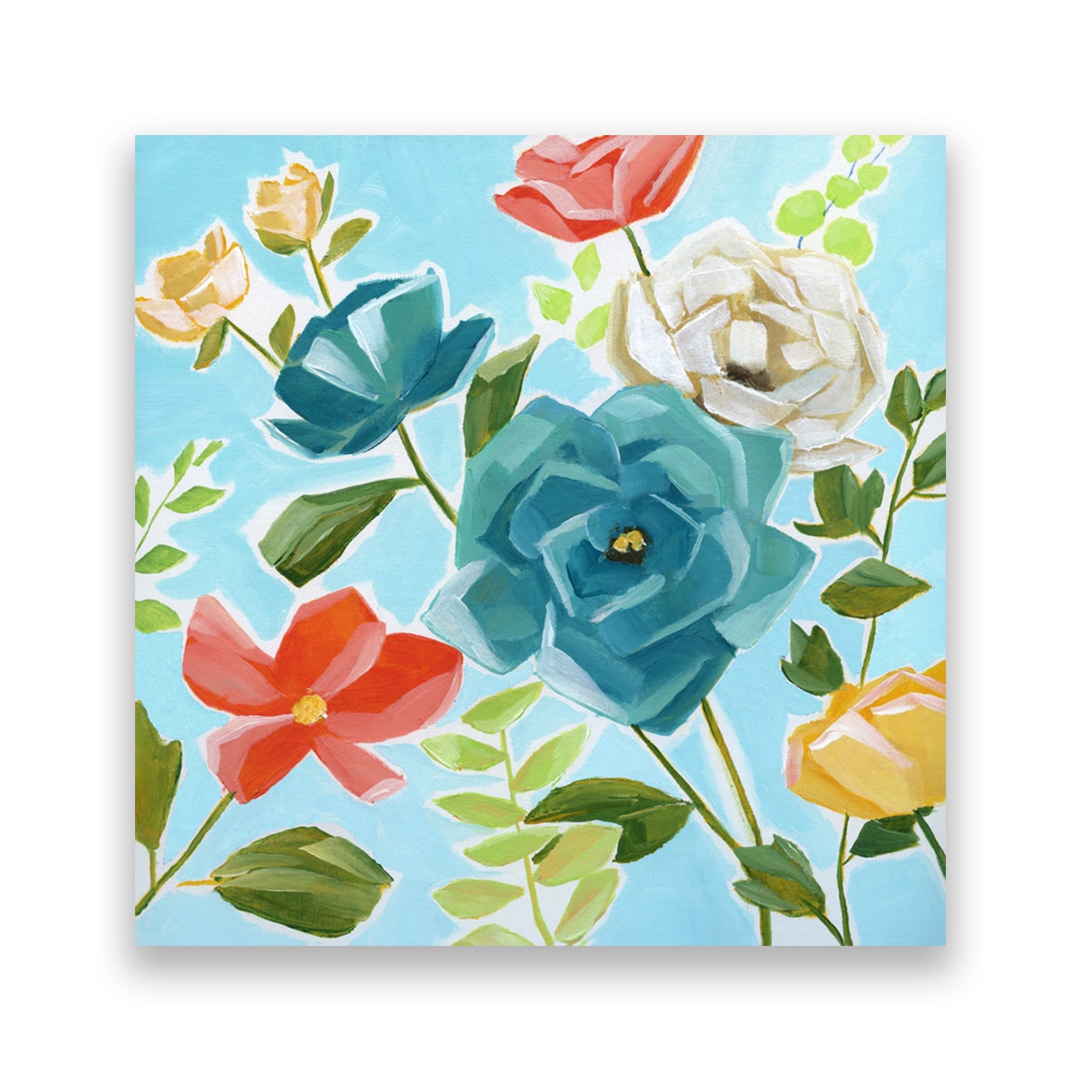 Tablou Canvas - Floral, Flori de maci, Multicolor, 100 x 100 cm