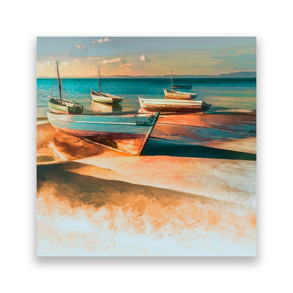 Tablou Canvas - Nautic, Barci, Mare, Plaja, Nisip, Modern, 100 x 100 cm