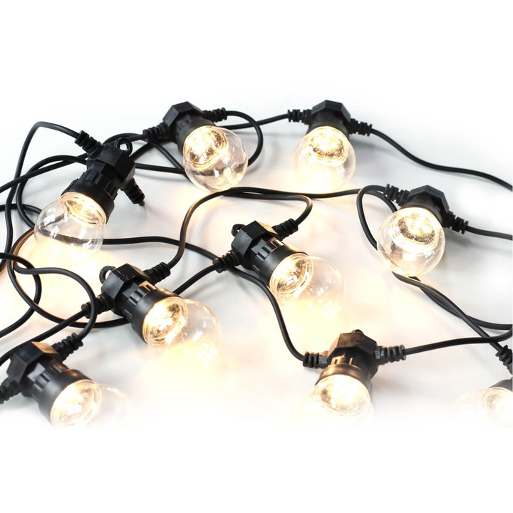 Platinet Outdoor LED Transparent Warm White Light 10 Bulbs IP44 Power Supply - външно LED осветление с бяла светлина (бял)
