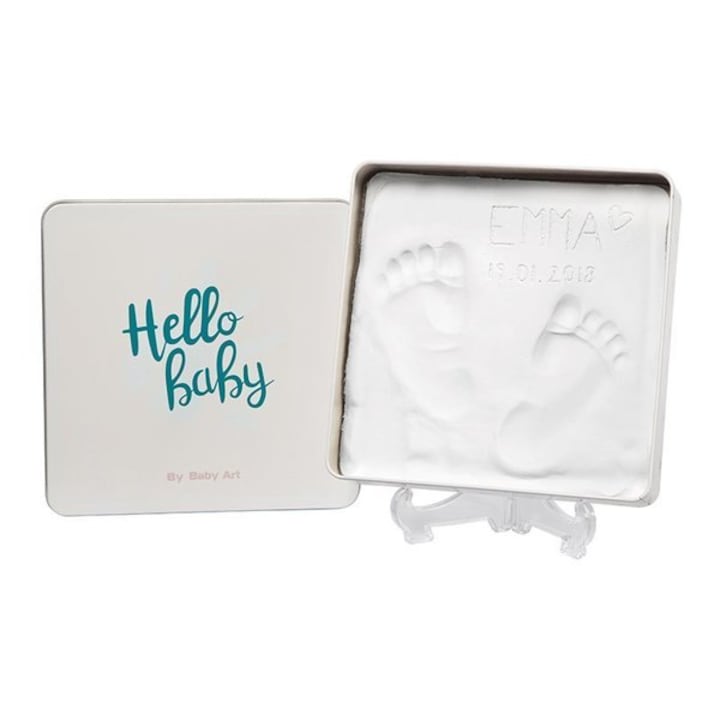 Kit amprenta bebelusi Baby Art Magic Box Essentials Square, Alb