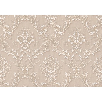 Tapet model Damask in nuante de alb si bej, 10.05 x 0.53 m Tapet model Damask in nuante de alb si bej, 10.05 x 0.53 m