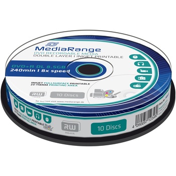 MediaRange DVD+R Double Layer Print, 8X, 10 buc MediaRange DVD+R Double Layer Print, 8X, 10 buc