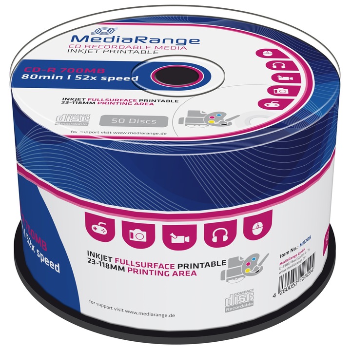 MediaRange CD-R, 700MB, 52X, 50 buc