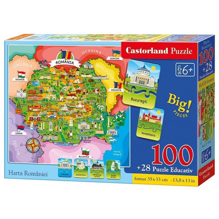 Puzzle Castorland - Oktatási térképe Románia 128 db (166)