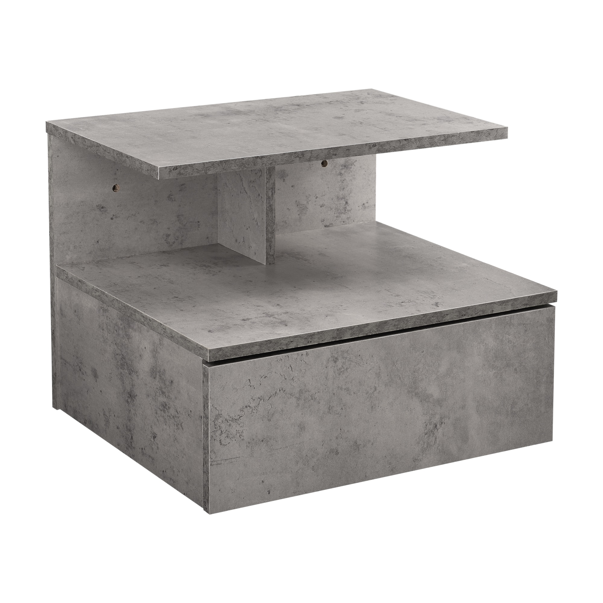 Noptiera montabila pe perete Coca, en.casa, 40 x 35 x 31 cm, PAL, culoarea betonului, cu un sertar