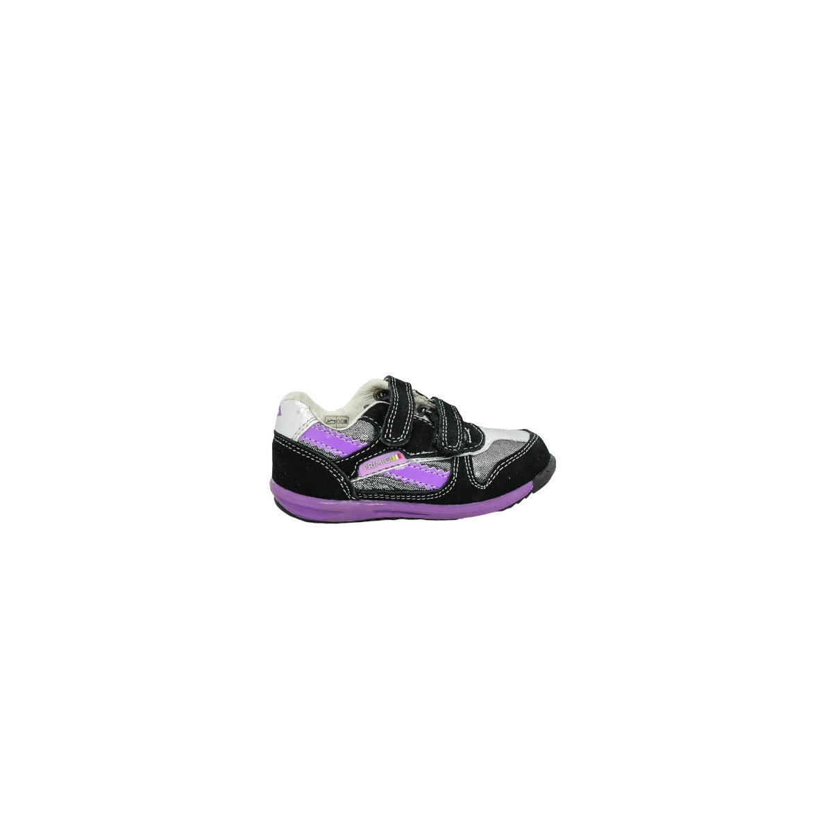 Pantofi sport Primigi B.Jog, Piele Naturala, Negru/Mov, Velcro, 23EU