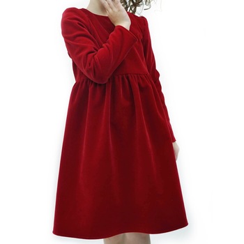 Rochita fete, Atelier Chantal, rosie, din catifea cu bumbac Rochita fete, Atelier Chantal, rosie, din catifea cu bumbac