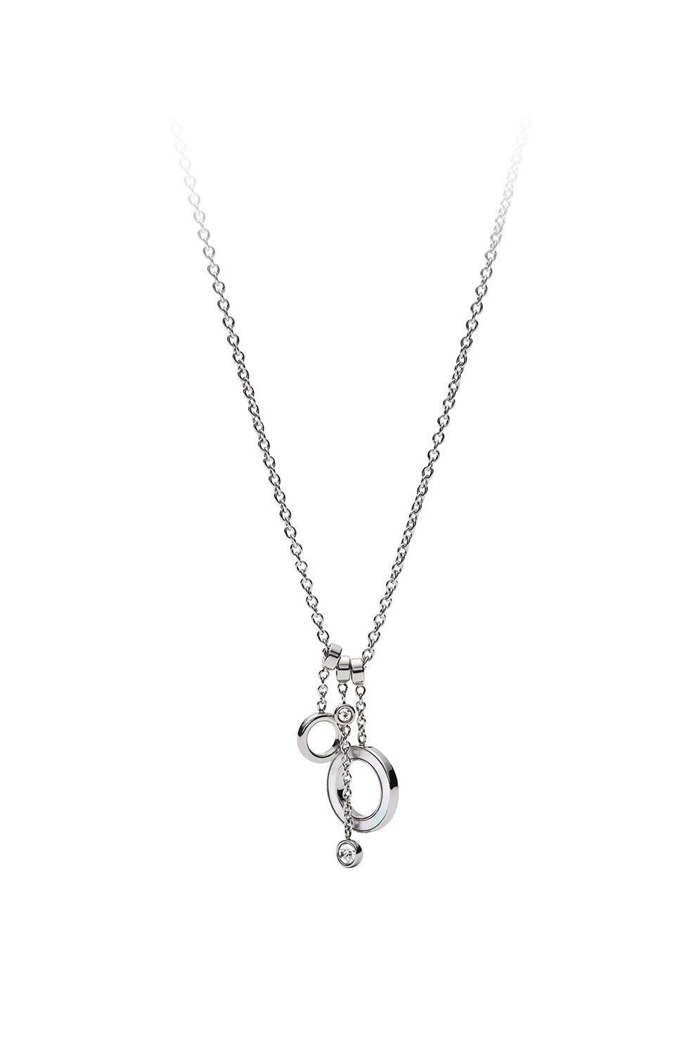 Fossil, Colier de otel inoxidabil cu pandantive, Argintiu