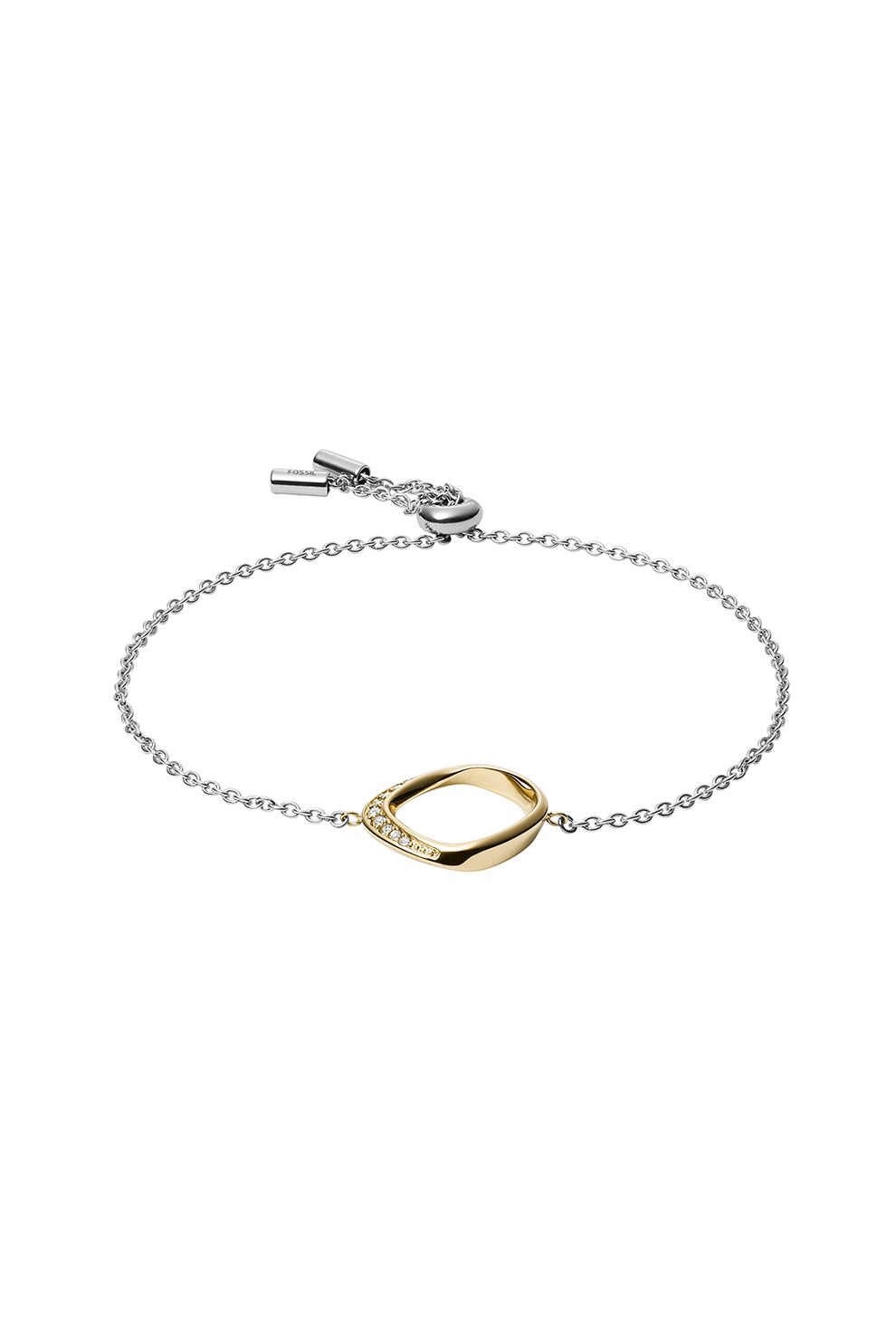 Fossil, Bratara decorata cu zirconia cubica, argintiu/auriu