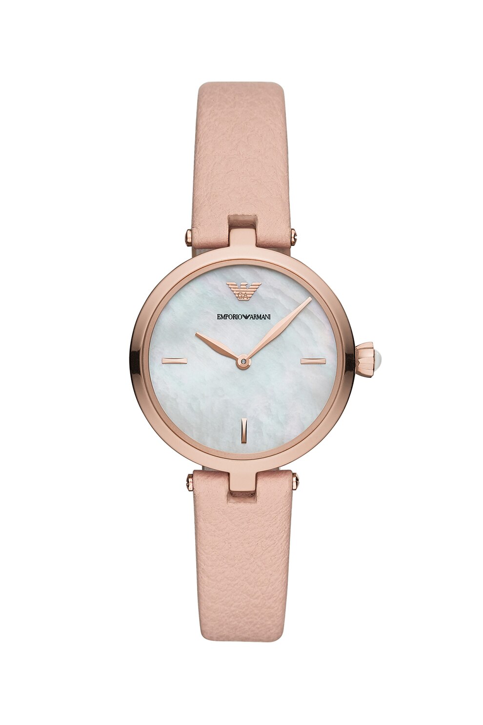 Emporio Armani, Ceas rotund cu o curea de piele, Roz piersica