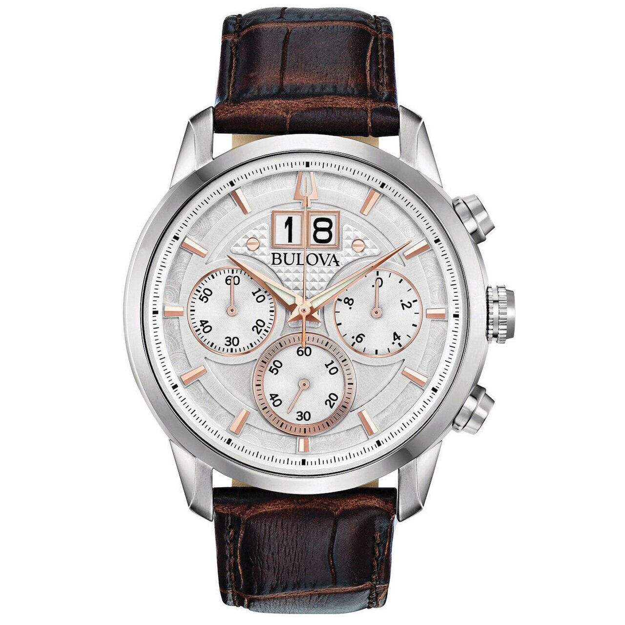 Ceas barbatesc Bulova 96B309 Sutton, 44mm, 3ATM, Argintiu