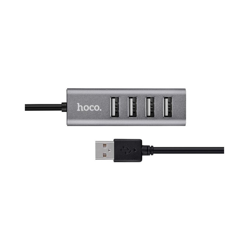 Hub Hoco, 4 porturi USB 2.0, gri