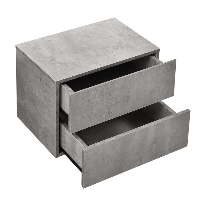 [en.casa]® Fiókos faliszekrény éjjeli szekrény 2 fiókkal 40x29x30 cm falra szerelhető beton-hatású
