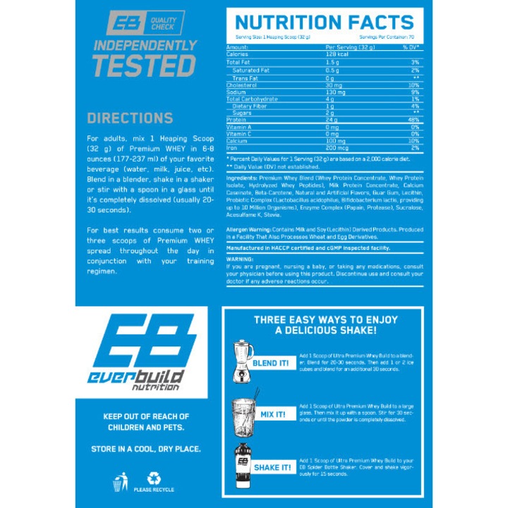 Proteine Everbuild Ultra Premium Whey Build Shake Peach & Mango 2.270 Kg