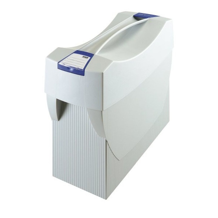 Висящ държач за файлове, капацитет 20 файла, 390x150x260 мм, капак и дръжка, сив цвят, аксесоари за съхранение на документи