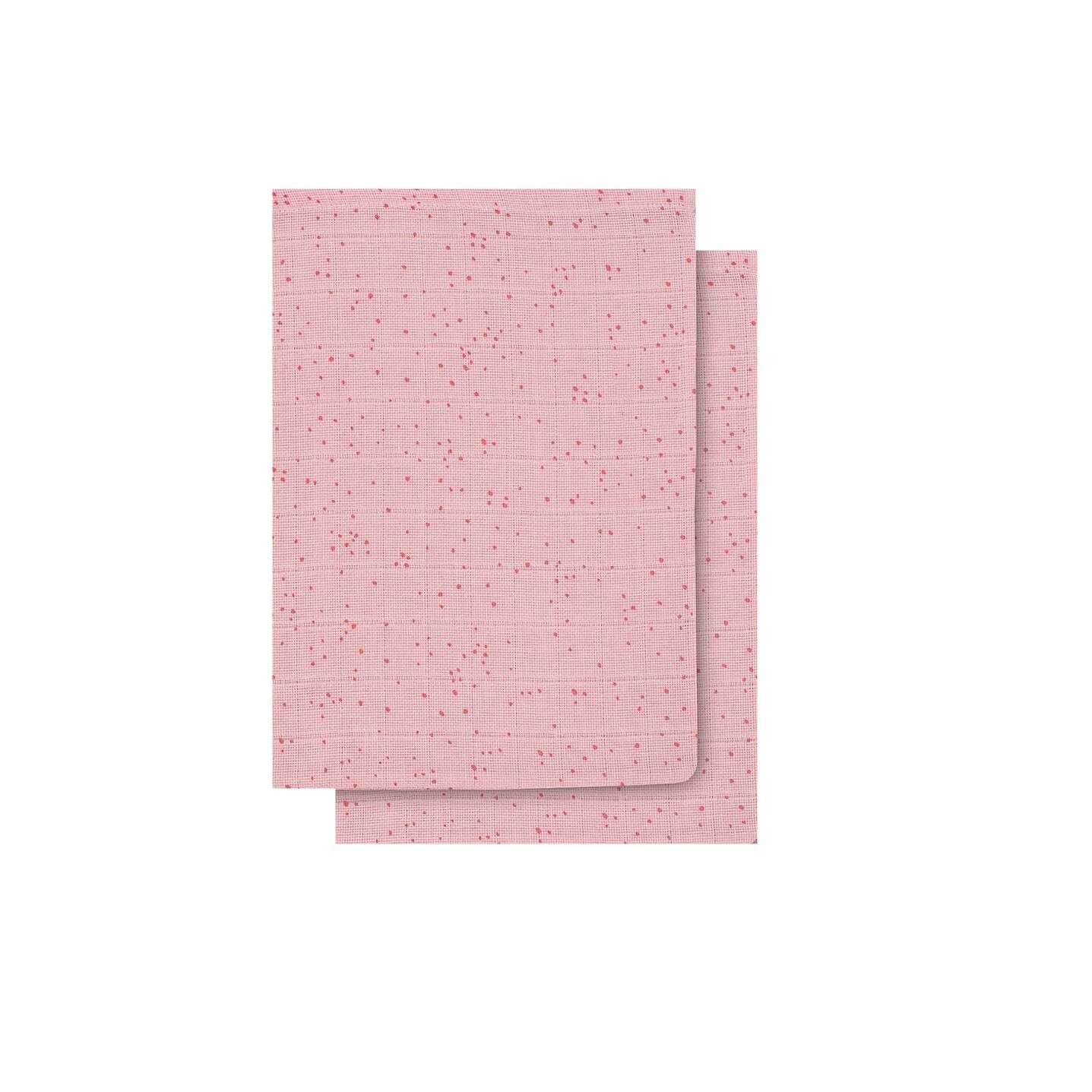 Set 2 scutece hidrofile, Jollein Mini dots, 115x115 cm, bumbac, roz