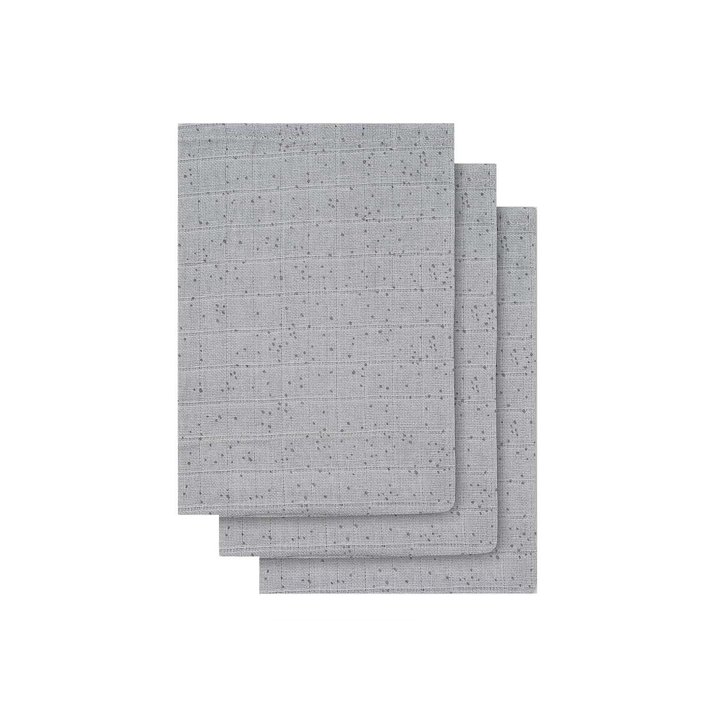 Set 3 manusi hidrofile, Jollein Mini dots, 15x20 cm, bumbac, gri