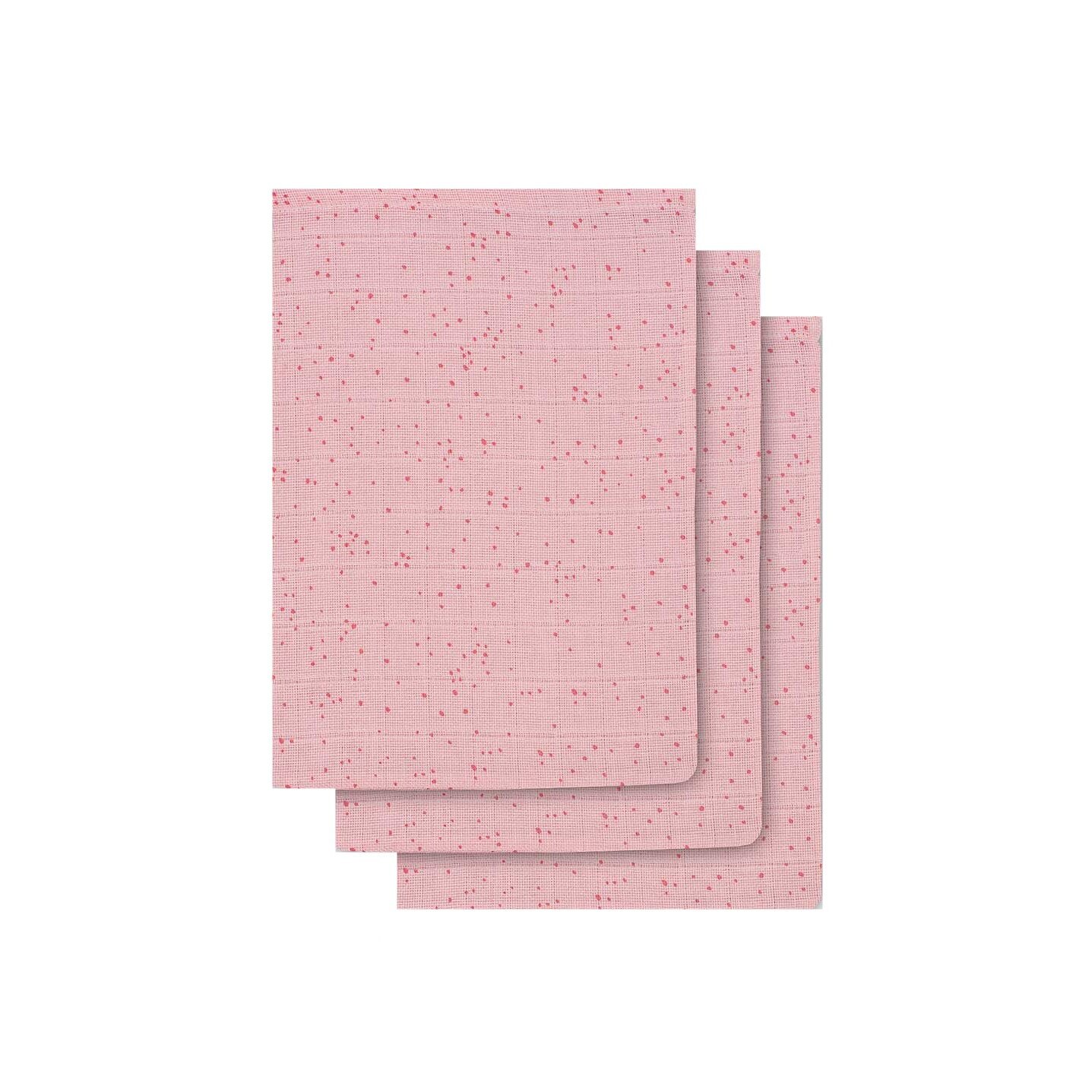 Set 3 manusi hidrofile, Jollein Mini dots, 15x20 cm, bumbac, roz