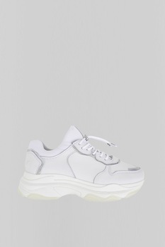 Bronx, Pantofi sport cu insertii de piele si piele intoarsa Baisley, Alb/Gri deschis, 40 Bronx, Pantofi sport cu insertii de piele si piele intoarsa Baisley, Alb/Gri deschis, 40