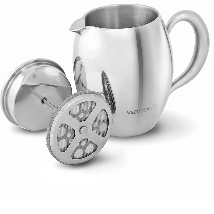 VeoHome French Press dugattyús kávéfőző, rozsdamentes acél, 0.75 L