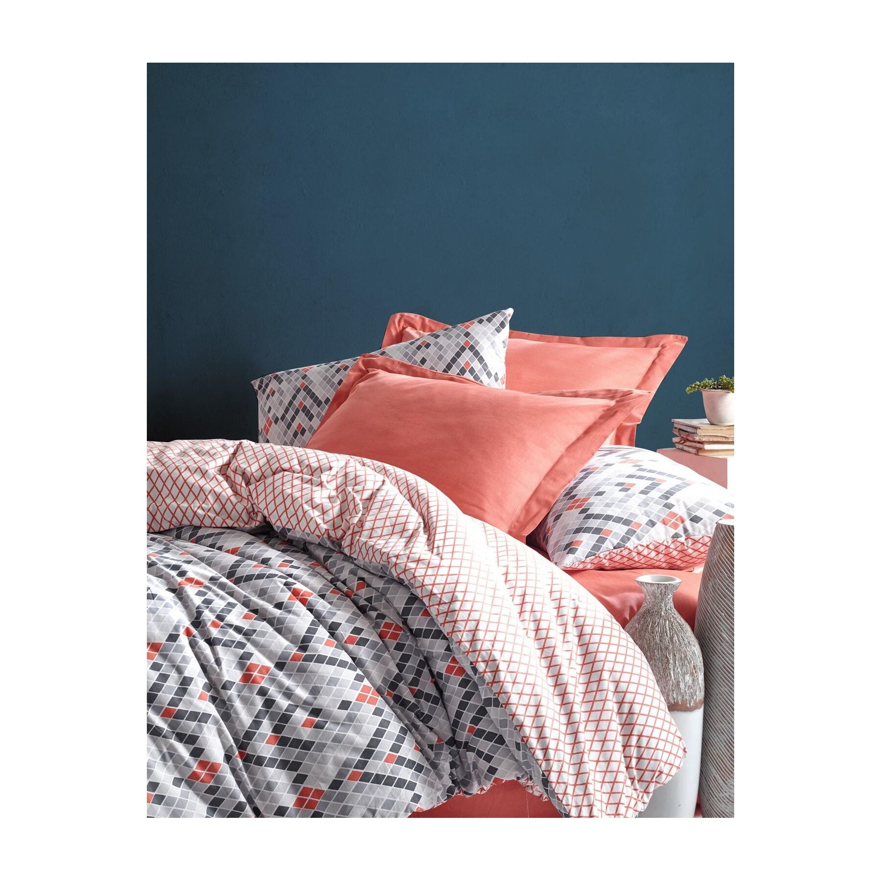 Lenjerie pat dublu bumbac 100%, Tile Tarcin, Cotton Box, 4 piese