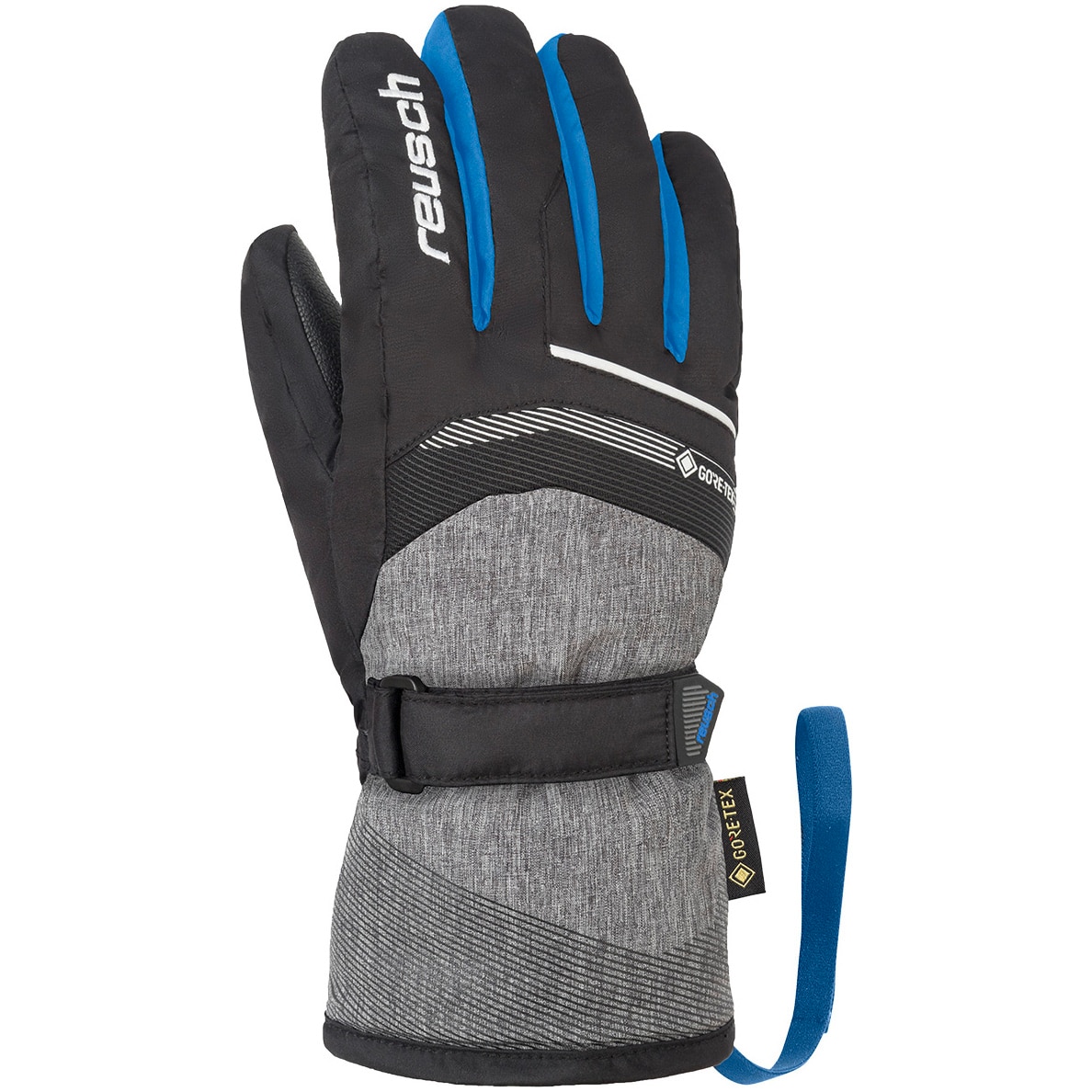 Manusi ski Reusch Bolt GTX, pentru copii, Negru/Negru Melange/Albastru, marime 6.5