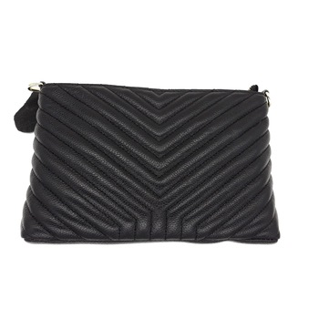 Geanta dama, din piele naturala, negru, cu aspect matlasat si doua barete, dimensiune 26*18*7 cm Geanta dama, din piele naturala, negru, cu aspect matlasat si doua barete, dimensiune 26*18*7 cm