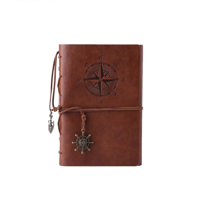 Agenda vintage din piele, maro, Gonga