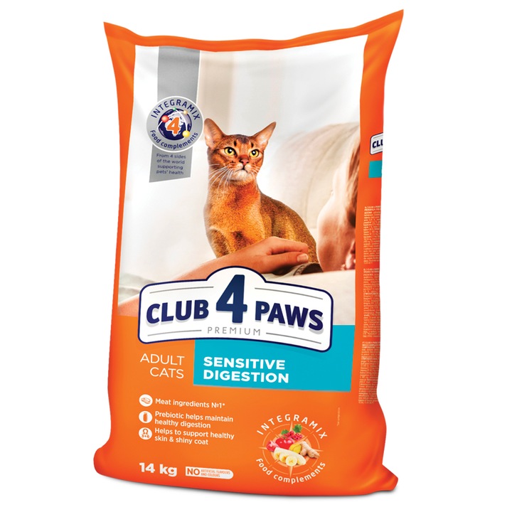 Hrana uscata pentru pisici cu digestie sensibila, Premium, Club 4 PAWS, 14 kg