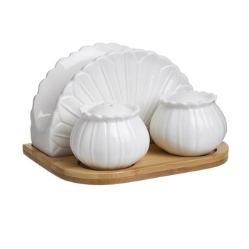 Set din portelan si bambus White Brown 11 x 15 x 9 cm Set din portelan si bambus White Brown 11 x 15 x 9 cm