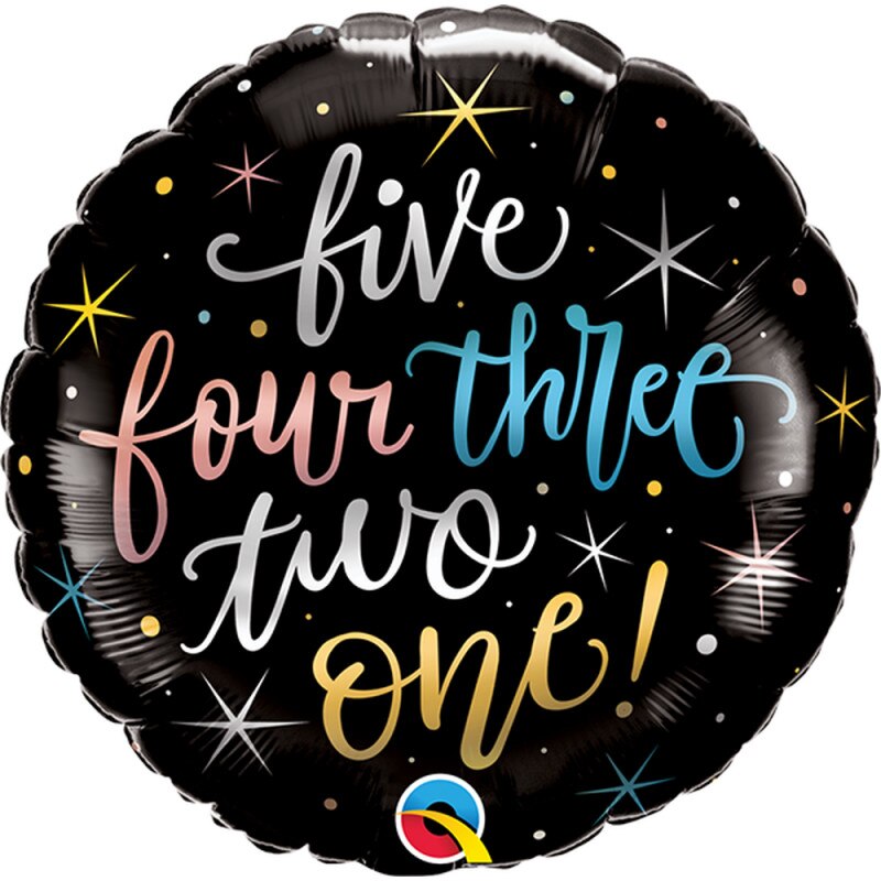 Balon Folie 45 cm - Five Four Three Two One!, Qualatex 89866