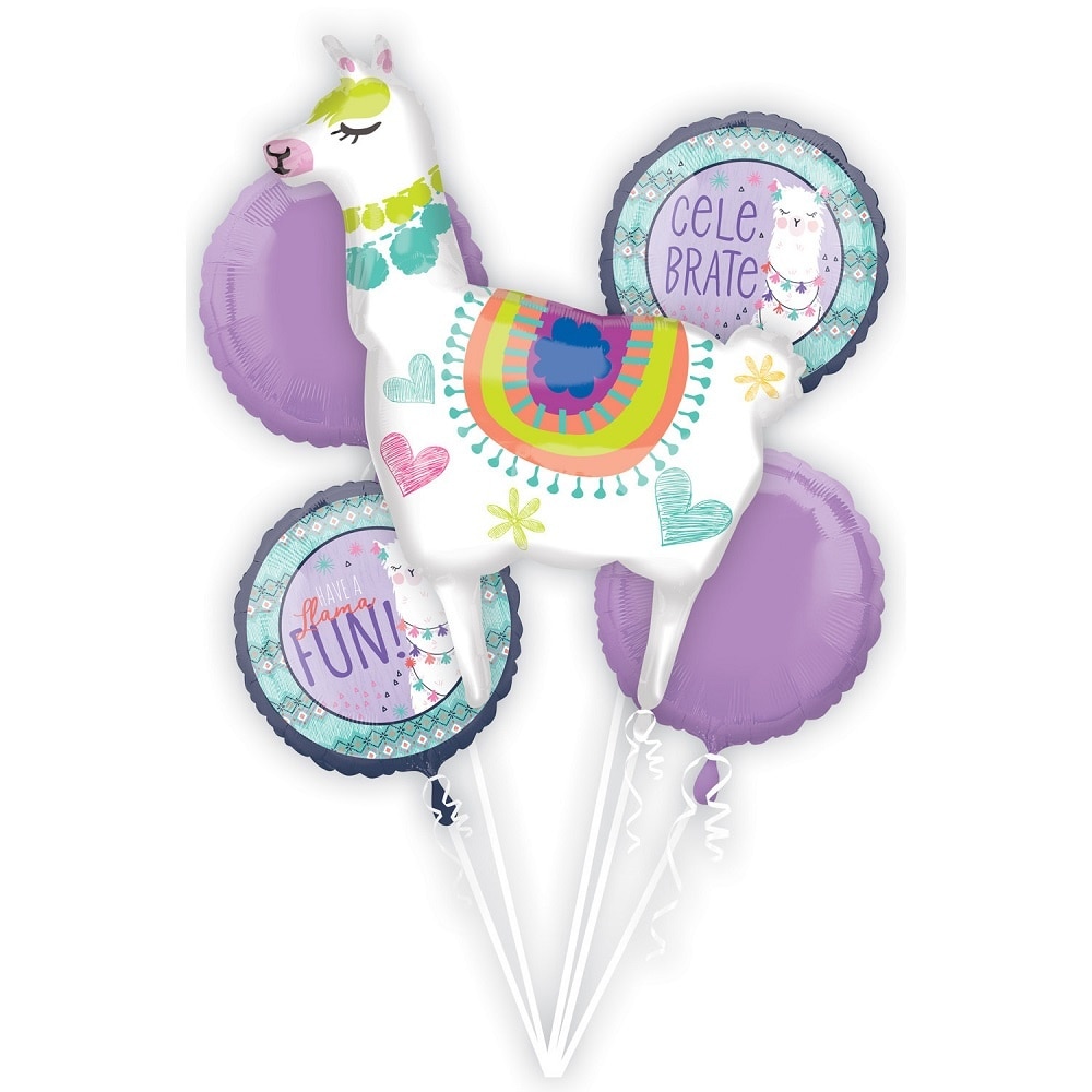Buchet Baloane Llama Fun, Amscan 39959, set 5 bucati