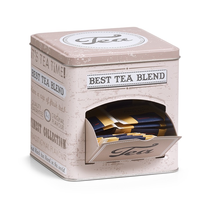 Cutie depozitare ceaiuri, din metal, cu capac