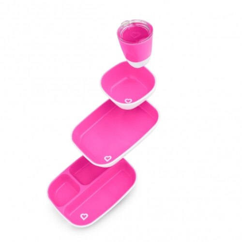 Set complet pentru servirea mesei, 7 piese, Color Me Hungry, Munchkin®, Roz