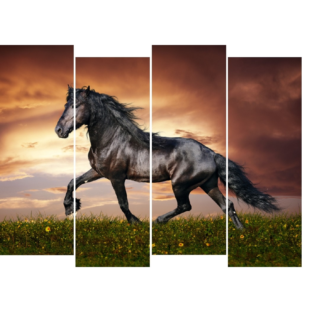 Tablou multicanvas 4 piese Cai 3, 120 x 95 cm