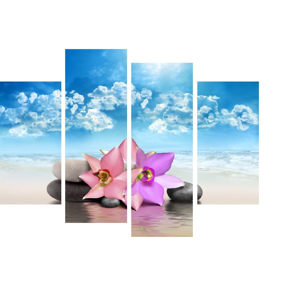 Tablou multicanvas 4 piese Flori 7, 120 x 90 cm