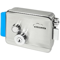 Yala electromagnetica SilverCloud YE910, 12V, din inox, cu butuc dublu si buton, Fail Secure NO, compatibila cu sisteme de control acces