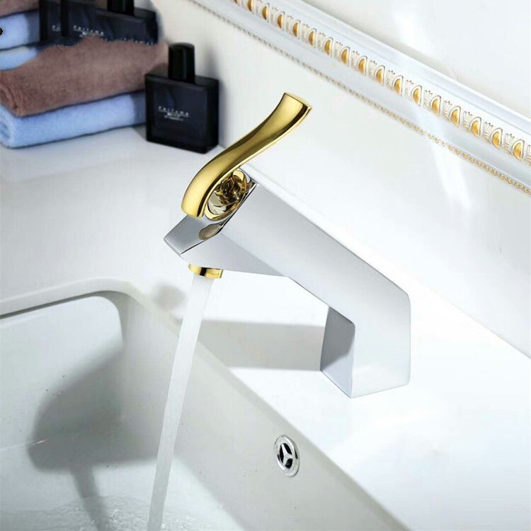 Baterie lavoar , montare pe blat , alb-auriu TRENDY S