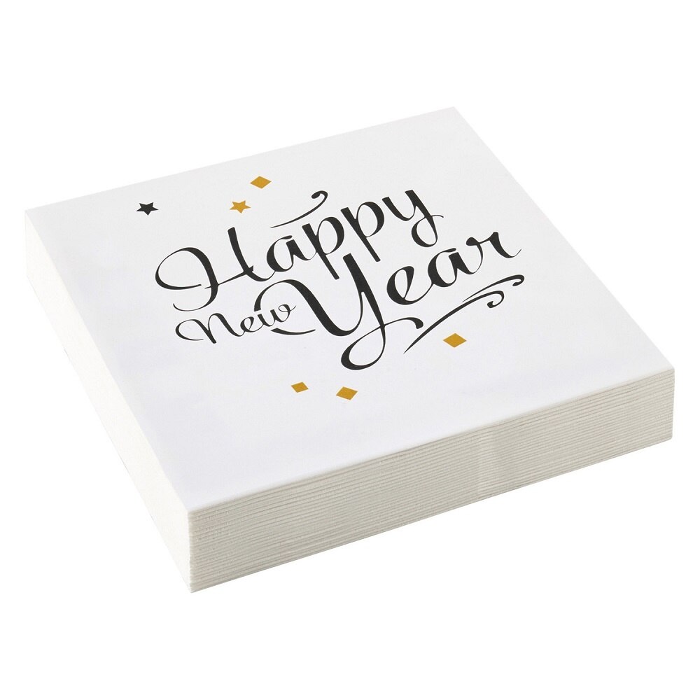 Servetele Happy New Year Confetti, 33 x 33 cm, Amscan 9902272, Set 20 buc