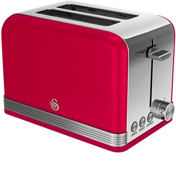 Prajitor de paine Swan ST19010RN, 2 Felii, Putere 815 W, Functie dezghetare, Rosu/Inox Prajitor de paine Swan ST19010RN, 2 Felii, Putere 815 W, Functie dezghetare, Rosu/Inox