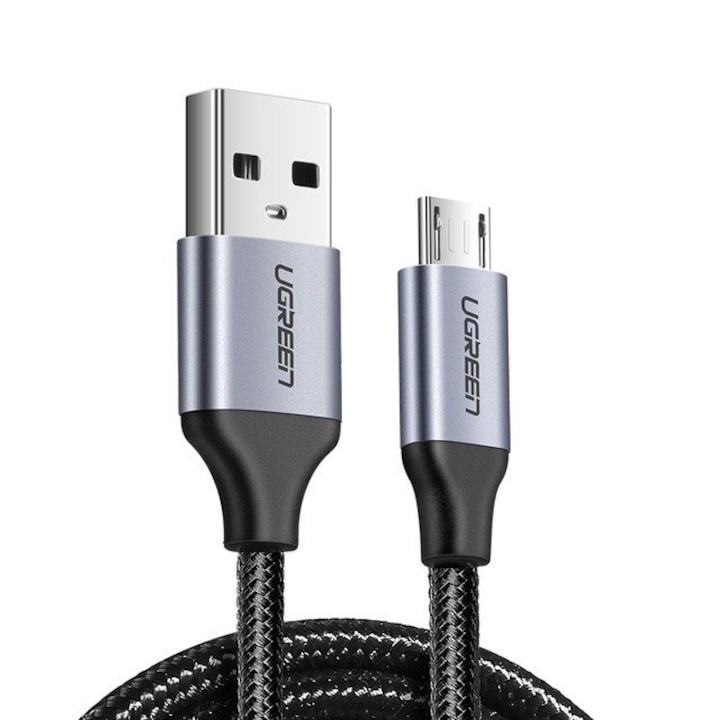 Кабел за данни UGREEN QC 3.0 2.4A, Micro USB, 1m, черен/сив
