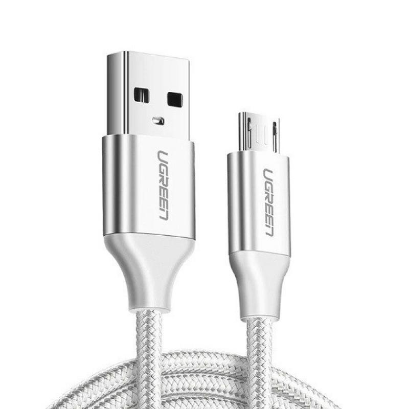 Cablu pentru incarcare si transfer de date UGREEN US290, USB/Micro-USB, Quick Charge 3.0, 2.4A, 2m, Alb