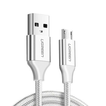 Cablu de date micro USB UGREEN QC 3.0 2.4A 0.5m Alb/Gri Cablu de date micro USB UGREEN QC 3.0 2.4A 0.5m Alb/Gri
