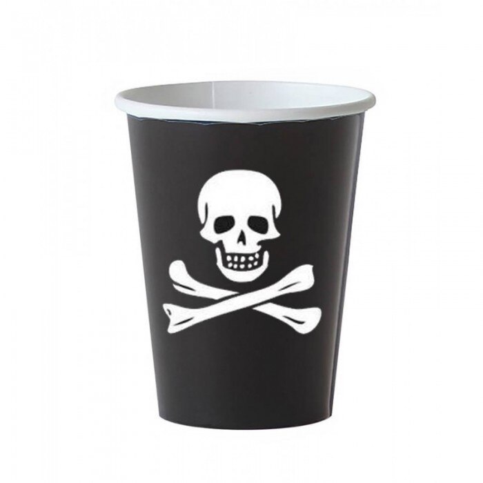 Set 6 Pahare Jolly Rogers, negru