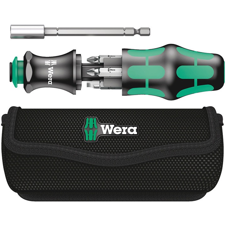 Ръкохватка за отвертка 1/4" с накрайници 8 броя Wera Kraftform Kompakt 28 B