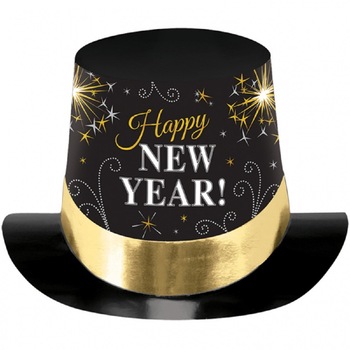 Joben Happy New Year negru cu auriu si argintiu - 18.5 x 29.7 x 24.7 cm, Amscan 25801 Joben Happy New Year negru cu auriu si argintiu - 18.5 x 29.7 x 24.7 cm, Amscan 25801
