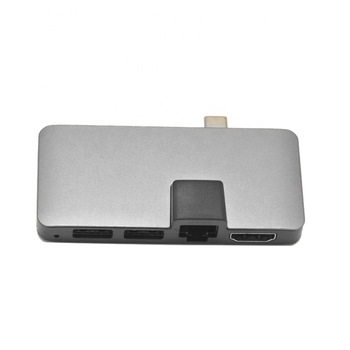 Adaptor USB Type C la HDMI, 2 x USB 3.0, si Ethernet LAN Internet Adaptor USB Type C la HDMI, 2 x USB 3.0, si Ethernet LAN Internet